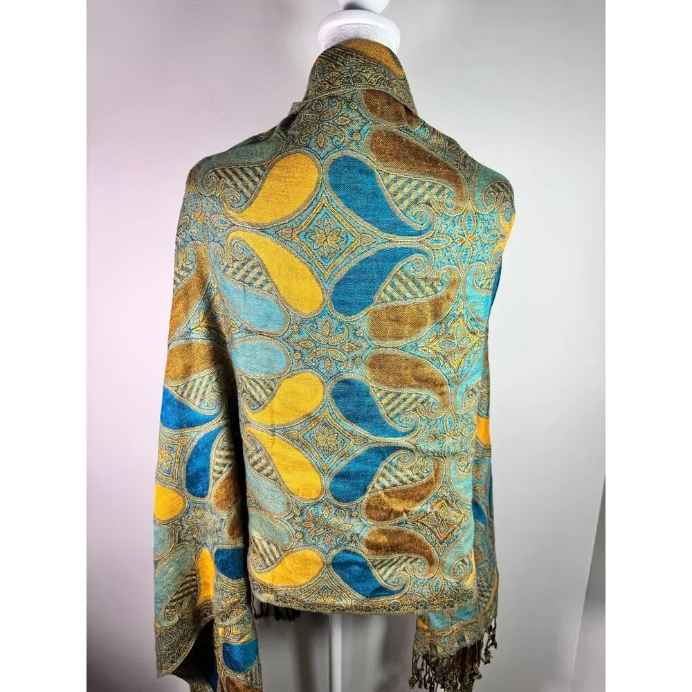 Large 100% Pashmina Scarf Shawl Wrap Fringe Paisley